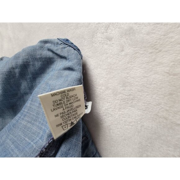 Cloth & Stone Womens Medium Chambray Long Sleeve Popover Shirt Top Blue Casual - Picture 5 of 8